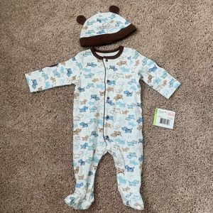 3M baby boy dog printed onesie with cap